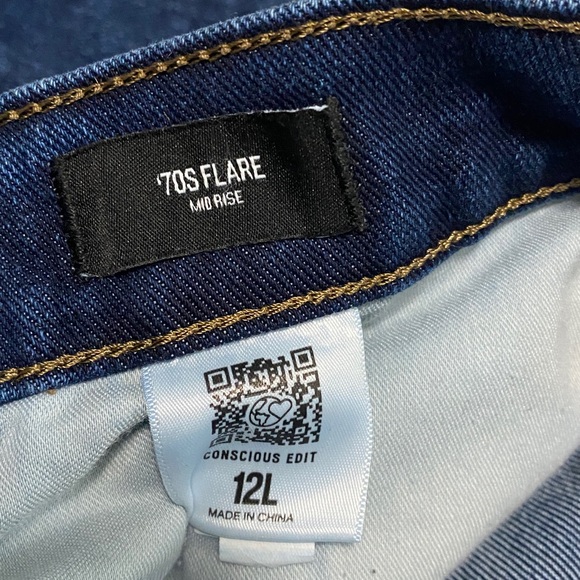 Express 70’s Flare Indigo Denim Jeans -12L - Picture 4 of 10